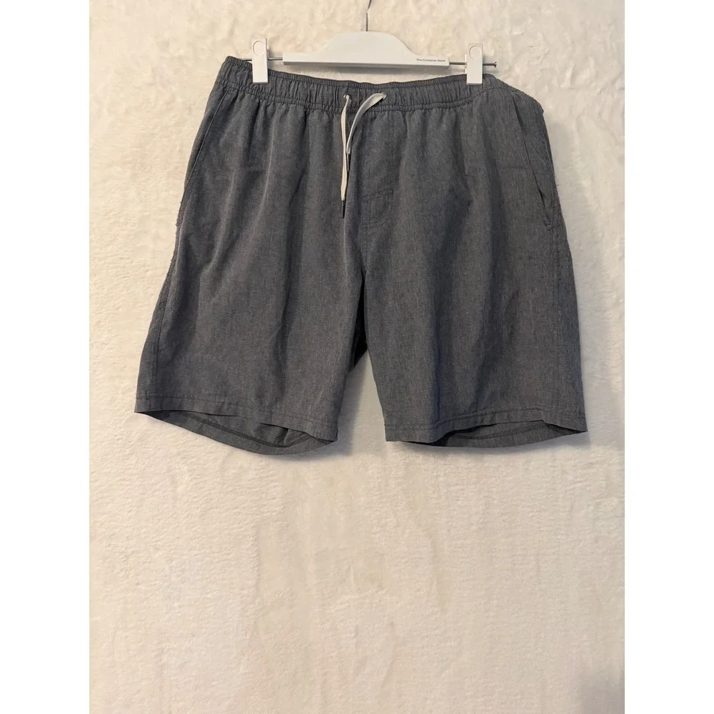 Mens Heather Grey Hybrid Performance Swim Shorts with Liner Drawstring Waist